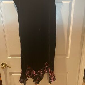 Chic Black Maxi Skirt with Pink Floral Hem